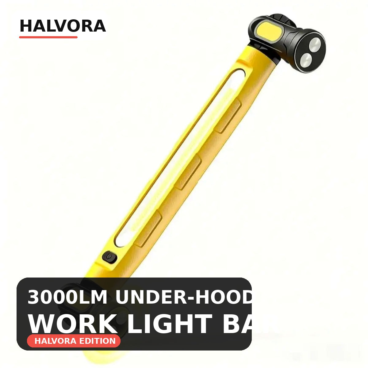 Halvora 3000LM magnetic under-hood rechargeable work light bar