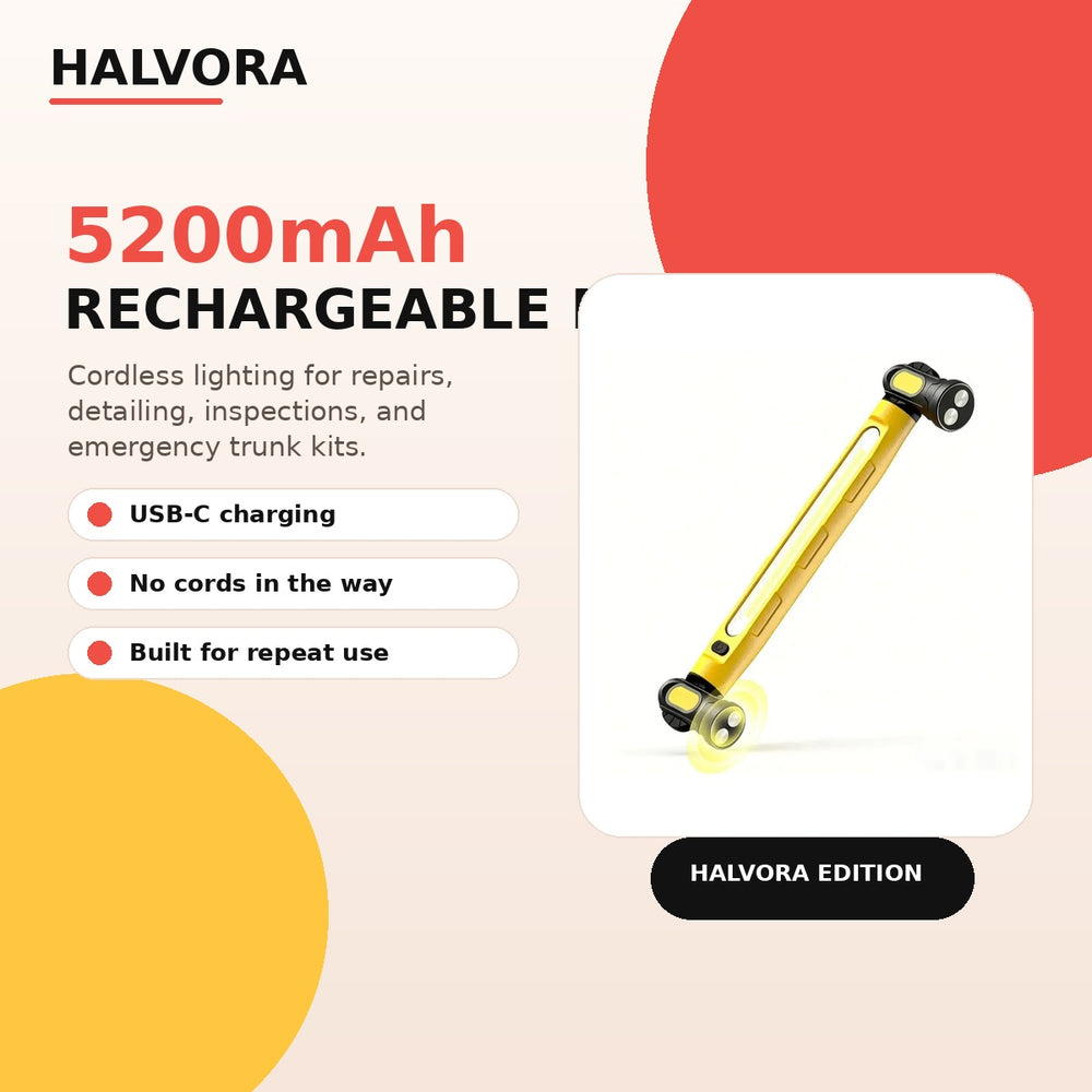 Halvora 3000LM magnetic under-hood rechargeable work light bar image